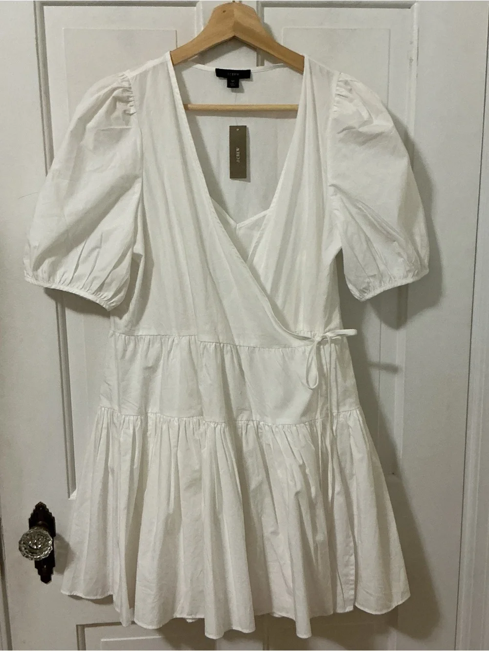 J. Crew Poplin Wrap Dress White Cotton Cottagecore Size PS NWT